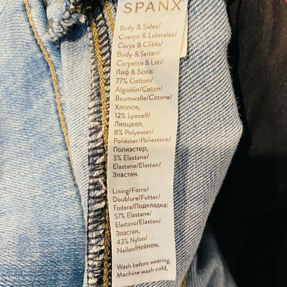 SPANX DISTRESSED RAW HEM SIDE PANEL SKINNY JEANS SIZE SMALL - Picture 9 of 10